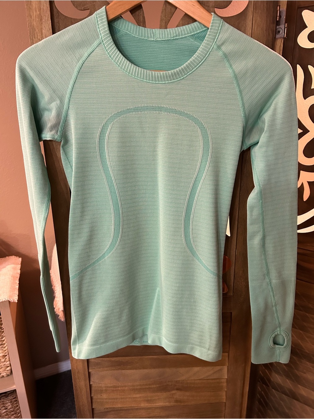 Lululemon Long Sleeve Run Switfly Mint Green Stripes Size 4